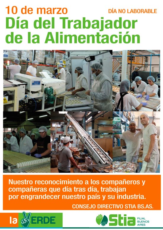 10 de Marzo Día del Trabajador de la Alimentación